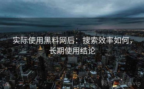实际使用黑料网后：搜索效率如何，长期使用结论