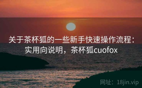 关于茶杯狐的一些新手快速操作流程：实用向说明，茶杯狐cuofox