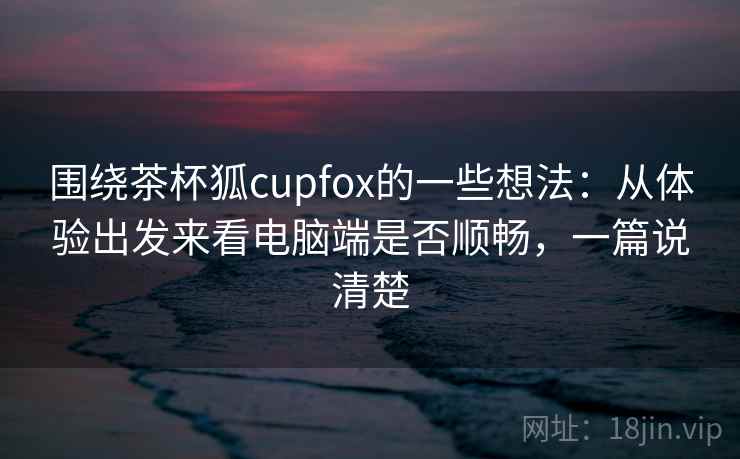 围绕茶杯狐cupfox的一些想法：从体验出发来看电脑端是否顺畅，一篇说清楚