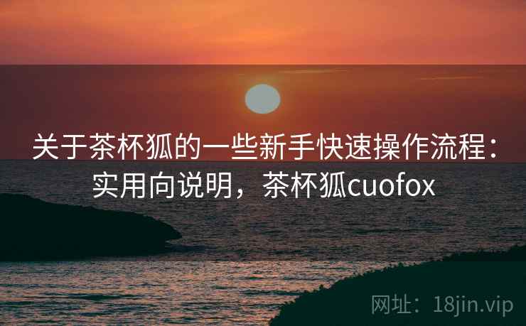 关于茶杯狐的一些新手快速操作流程：实用向说明，茶杯狐cuofox