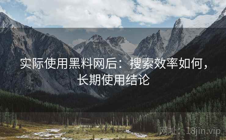 实际使用黑料网后:搜索效率如何,长期使用结论 实际使用黑料网后:搜索效率如何,长期使用结论